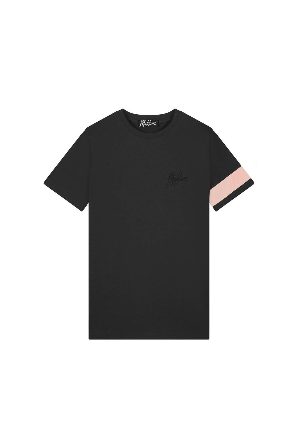 Zwarte heren Malelions T-shirt van katoen met logo dessin, korte mouwen en ronde hals