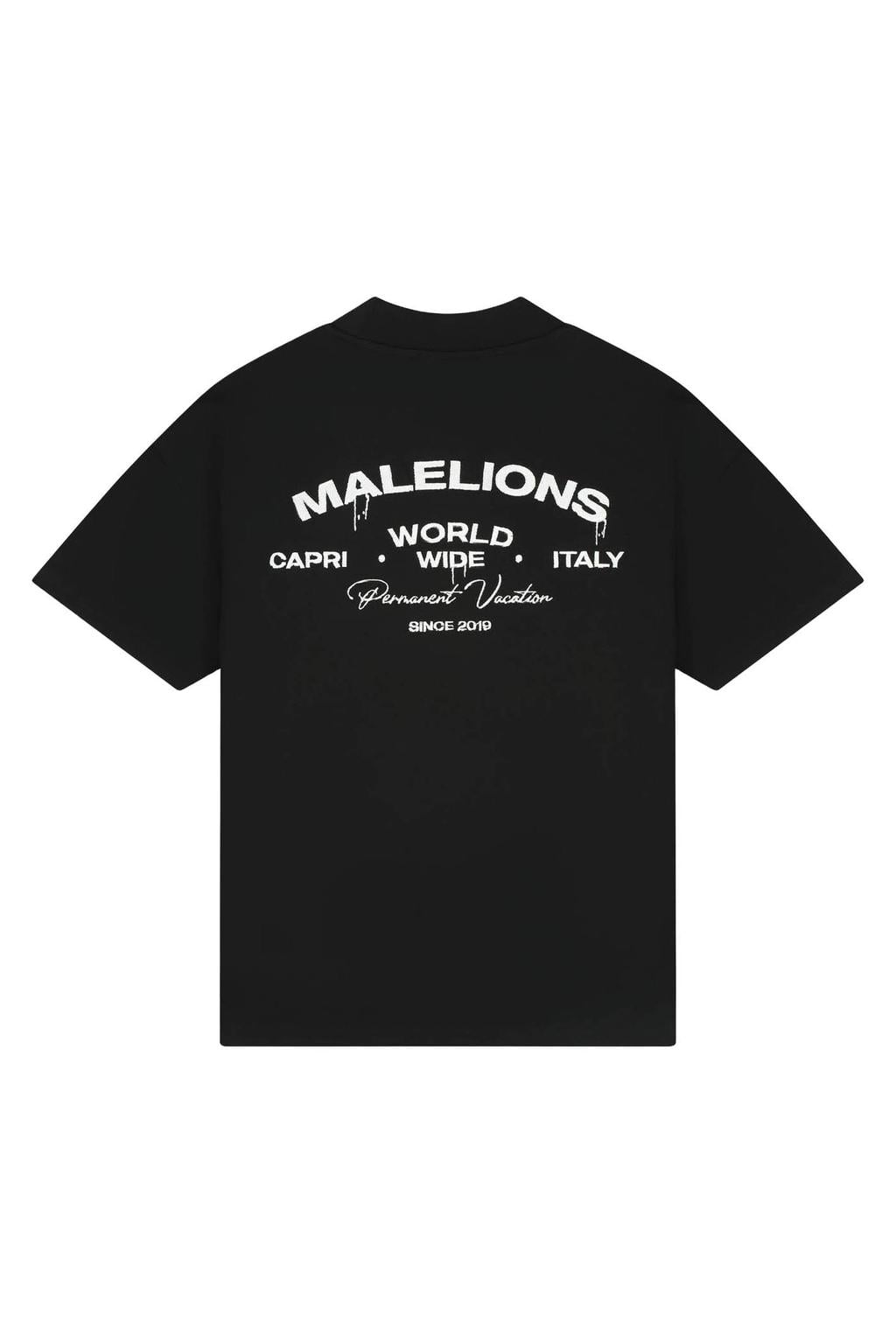 Zwarte heren Malelions oversized T-shirt van katoen met backprint, korte mouwen en ronde hals
