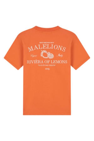 regular T-shirt met backprint oranje