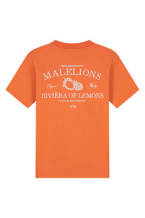 regular T-shirt met backprint oranje