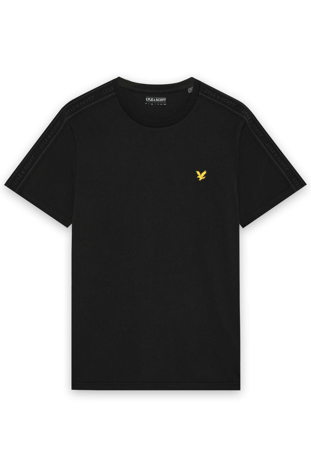 Zwarte heren Lyle & Scott T-shirt van polyester met effen, korte mouwen en ronde hals