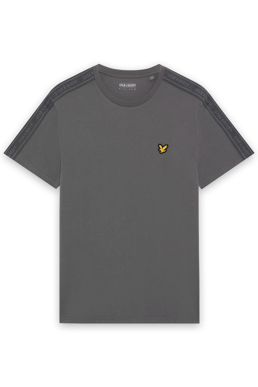 Grijze heren Lyle & Scott T-shirt van polyester met effen, korte mouwen en ronde hals