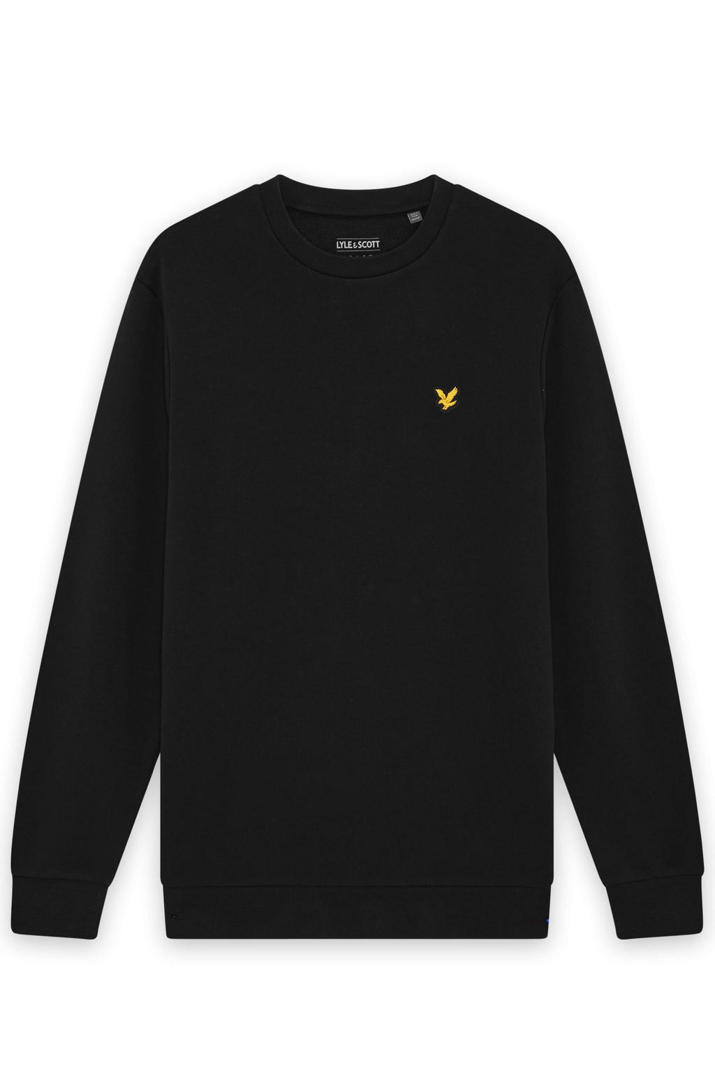 Zwarte heren Lyle & Scott sweater met effen, lange mouwen en ronde hals