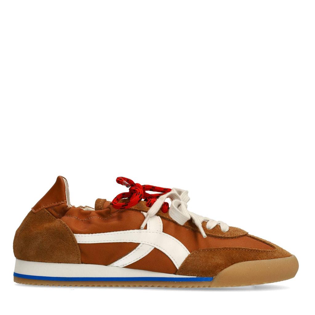 Cognackleurige dames Sacha suède sneakers met veters