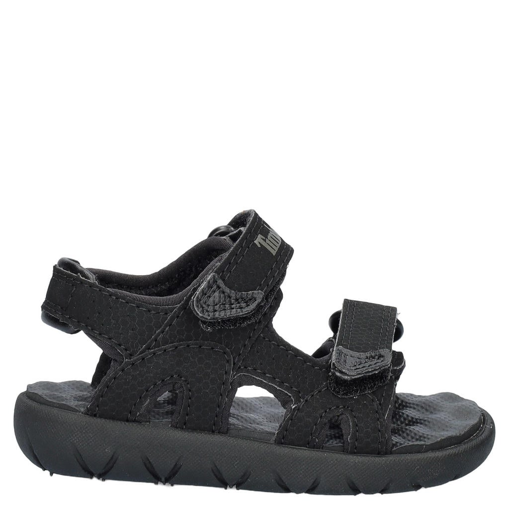 Zwarte jongens Timberland imitatieleren sandalen met klittenband