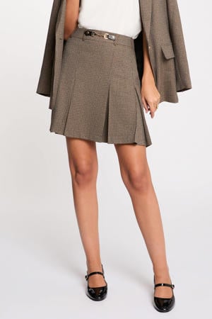 geruite mini rok bruin
