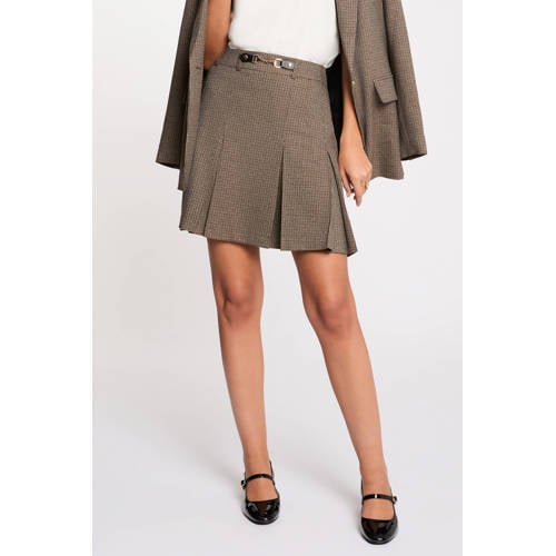 Morgan geruite mini rok bruin afbeelding