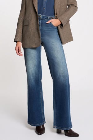 wide leg jeans medium blue denim
