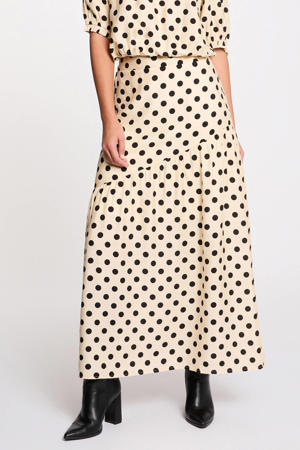 maxi rok met stippen ecru