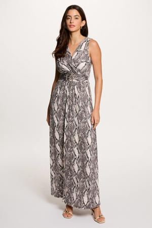 maxi jurk met dierenprint zwart