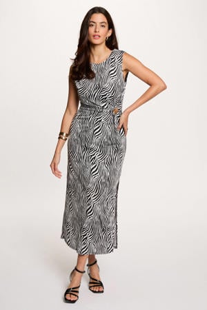 maxi jurk met zebraprint zwart
