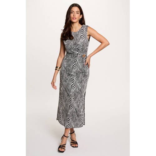 Morgan maxi jurk met zebraprint zwart afbeelding