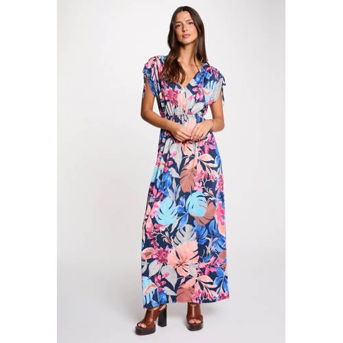 Morgan gebloemde maxi jurk donkerblauw afbeelding