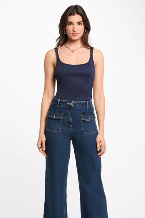top marineblauw met glitter