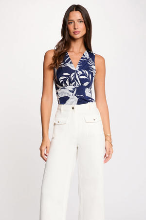 mouwloze top donkerblauw