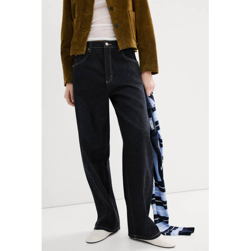 Mango low waist barrel jeans dark blue denim afbeelding