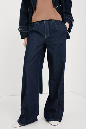 wide leg jeans dark blue denim