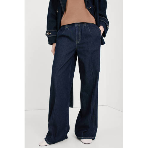 Mango wide leg jeans dark blue denim afbeelding