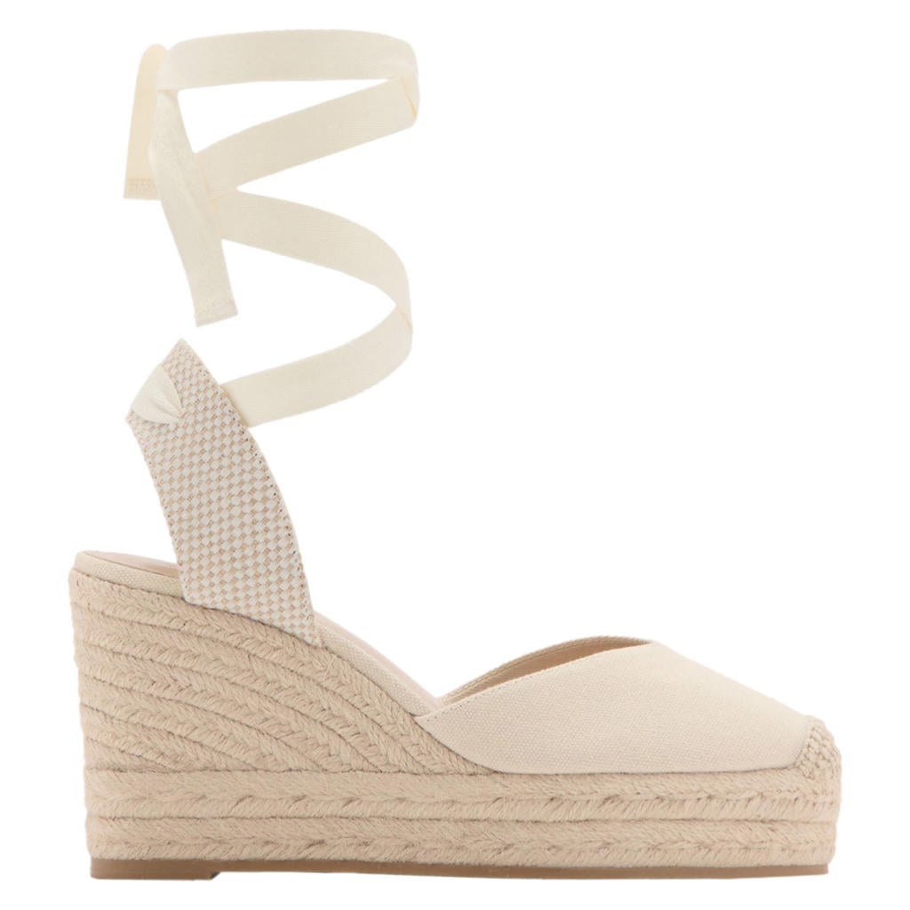 Beige meisjes MANGO TEEN sandalen van 100% katoen met striksluiting