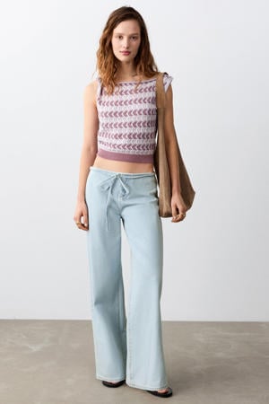low waist wide leg jeans light blue denim