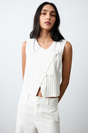 gestreepte gilet ecru