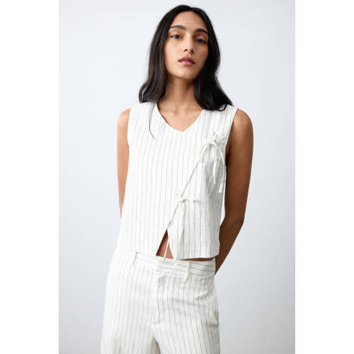 MANGO TEEN gestreepte gilet ecru afbeelding