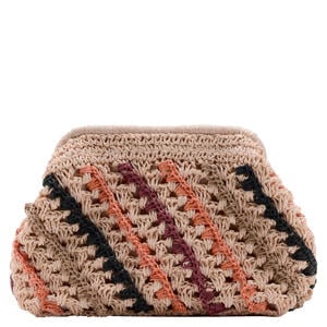 gevlochten clutch lichtbruin/oranje/zwart