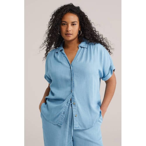 WE Fashion blouse light blue denim afbeelding