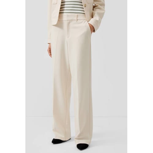 s.Oliver wide leg high waist broek ecru afbeelding