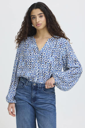 gebloemde blouse blauw