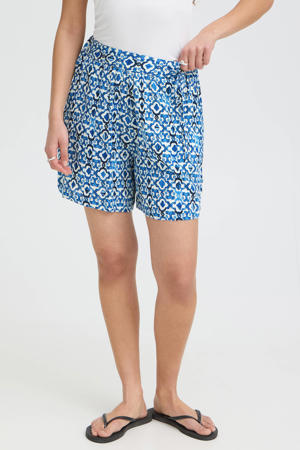 high waist gebloemde casual short blauw