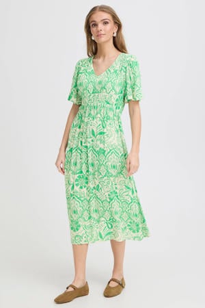 gebloemde midi jurk groen