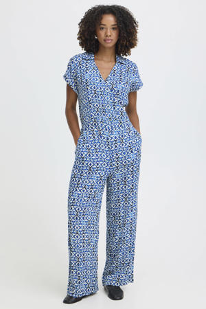 gebloemde jumpsuit blauw