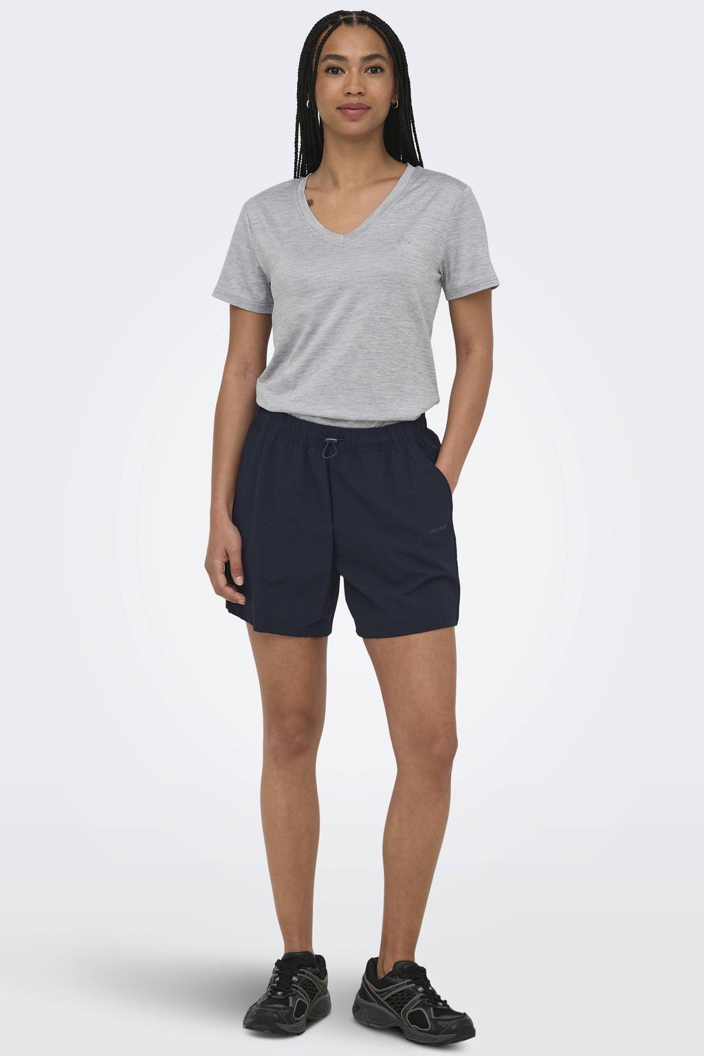 Donkerblauwe dames ONLY PLAY sportshort van nylon met loose fit, regular waist en trekkoorden