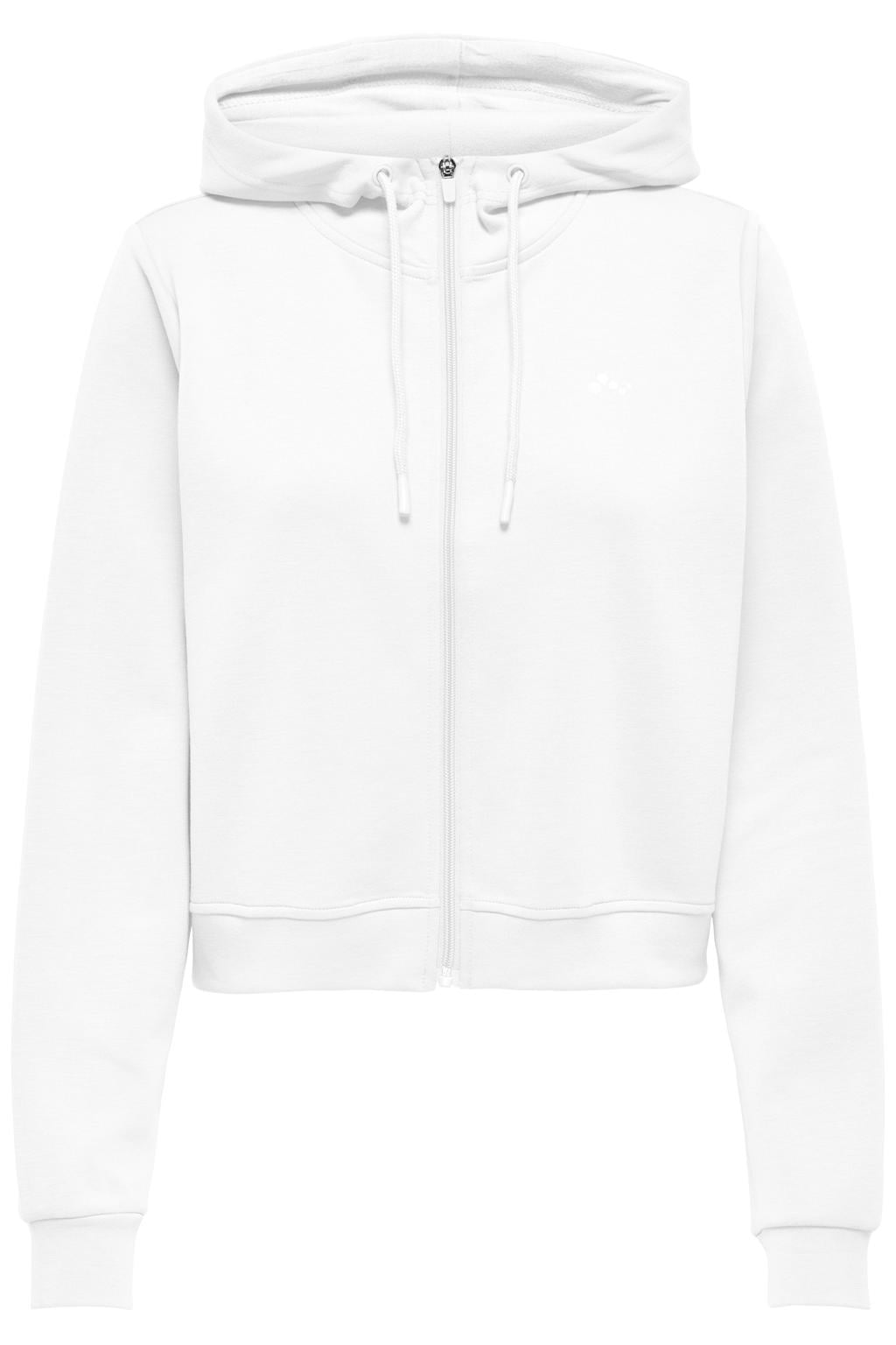 Witte dames ONLY PLAY sportvest van polyester met effen, lange mouwen, capuchon en ritssluiting