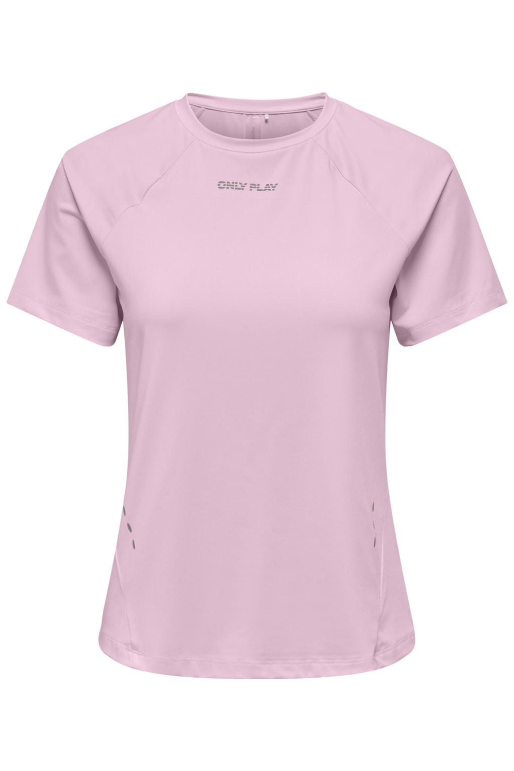 Lichtroze dames ONLY PLAY sportshirt ONPGIL van polyester met korte mouwen en ronde hals
