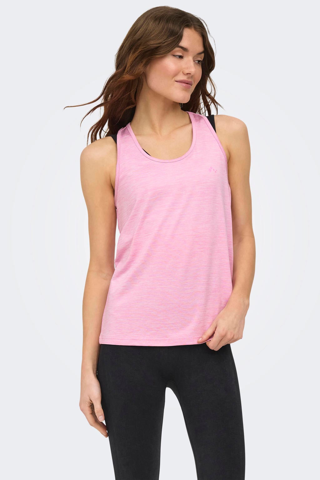 Lichtroze dames ONLY PLAY sportshirt Onpcore van polyester met ronde hals