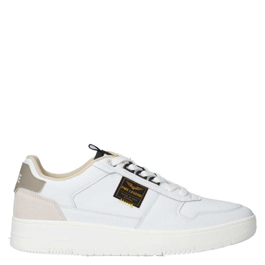 Witte heren PME Legend Gobbler sneakers van imitatieleer met veters