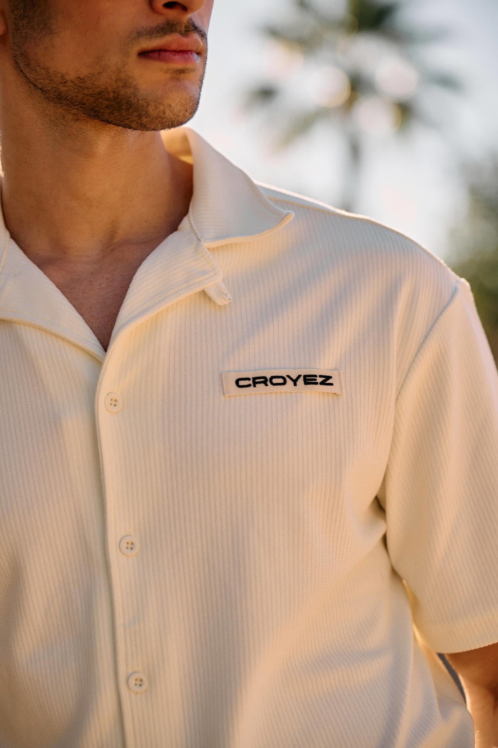 Croyez relaxed overhemd rib gebreid ecru