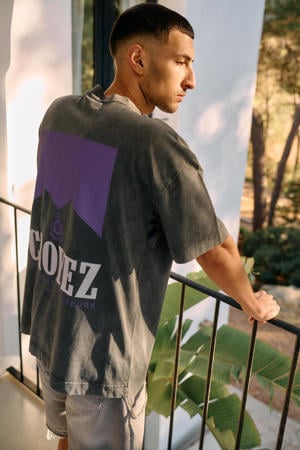 oversized T-shirt met backprint grijs