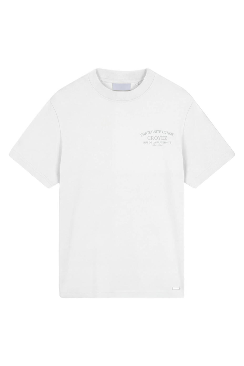 Ecru heren Croyez regular T-shirt van katoen met backprint, korte mouwen en ronde hals