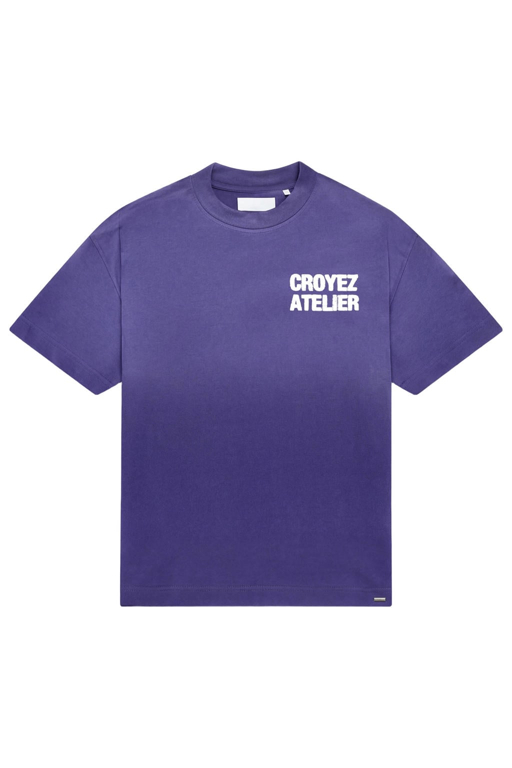 Paarse heren Croyez oversized T-shirt van katoen met printopdruk, korte mouwen en ronde hals