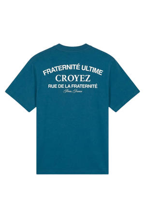 regular T-shirt met backprint blauw