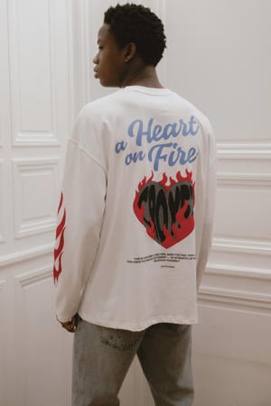 longsleeve met backprint wit