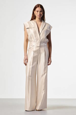 wide leg high waist broek crème