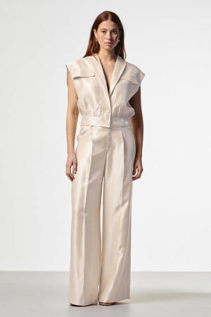 wide leg high waist broek crème