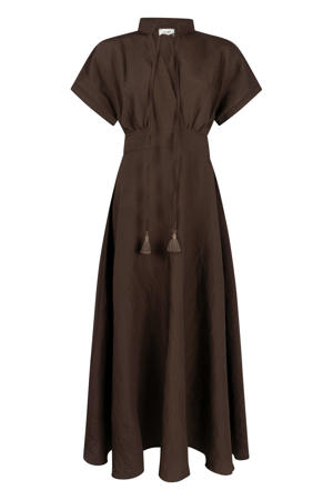 midi jurk bruin