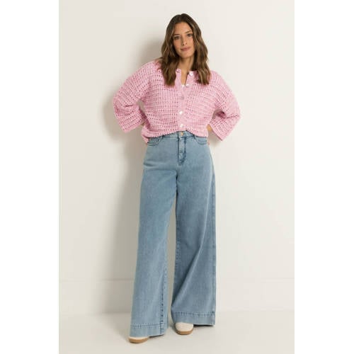 CLAUDIA BY CLAUDIA STRÄTER high waist wide leg jeans medium blue denim afbeelding