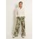 CLAUDIA BY CLAUDIA STRÄTER travelstof wide leg high waist gebloemde casual broek donkergroen fijn gebreid