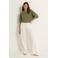 CLAUDIA BY CLAUDIA STRÄTER wide leg high waist casual broek crème gebreid
